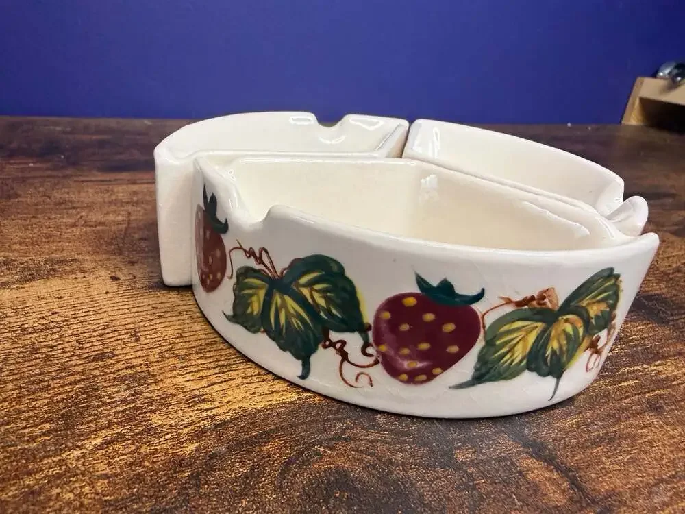 Vintage Ceramic 3-Section Strawberry Condiment Serving Dish
